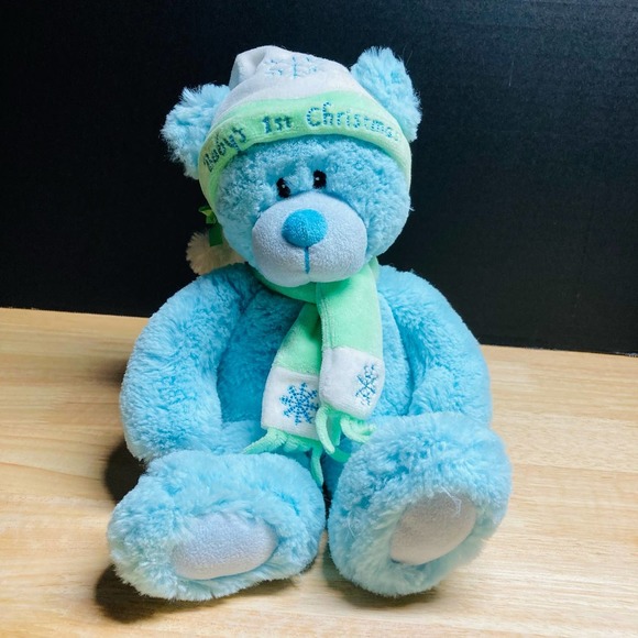 First and Main Blue Baby’s First Christmas Bear. Pre-Owned - Picture 1 of 8